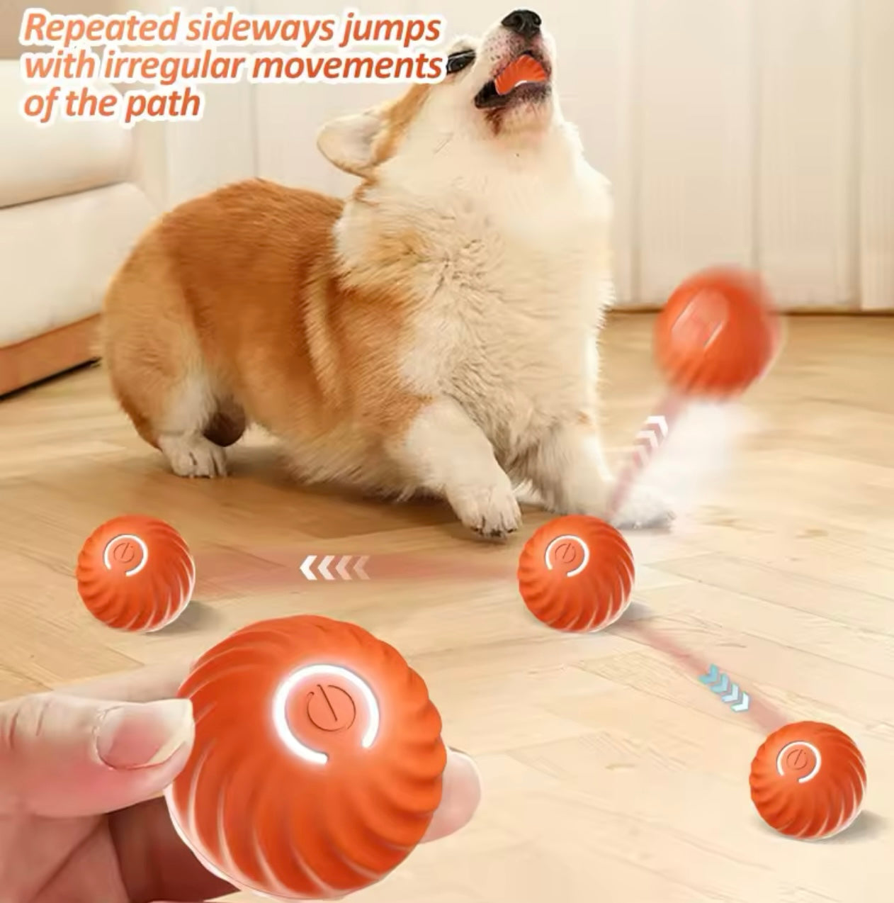 Dog Toy Ball Automatic Moving Bouncing Rolling Ball USB Smart puppy Interactive Dog Chew Toy Ball