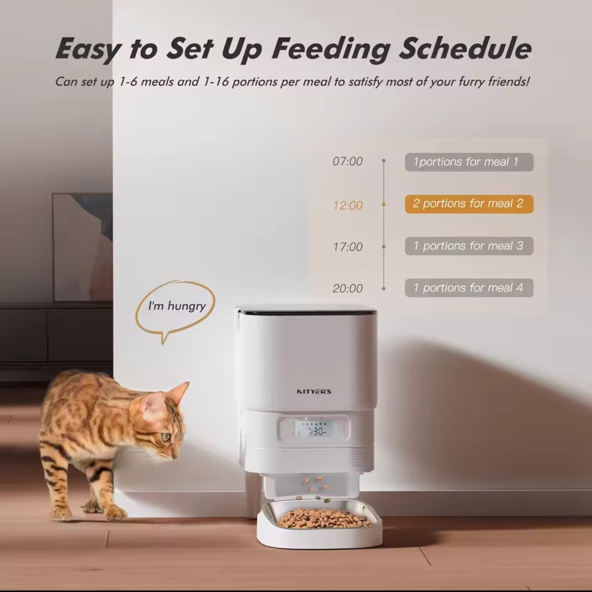 Furpipi Automatic Cat Feeders with Key Contol SUS ABS 8L Large Capacity Pet Smart Feeder Automatic Cat Dog Food Dispenser