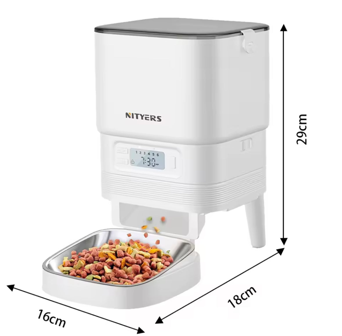 Furpipi Automatic Cat Feeders with Key Contol SUS ABS 8L Large Capacity Pet Smart Feeder Automatic Cat Dog Food Dispenser
