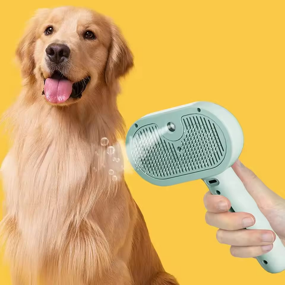 Spray Cat Brush for Shedding Hair Steamy Water Brush for Cats and Dogs Pet Hair Removal Comb with Water Tank and Release Button