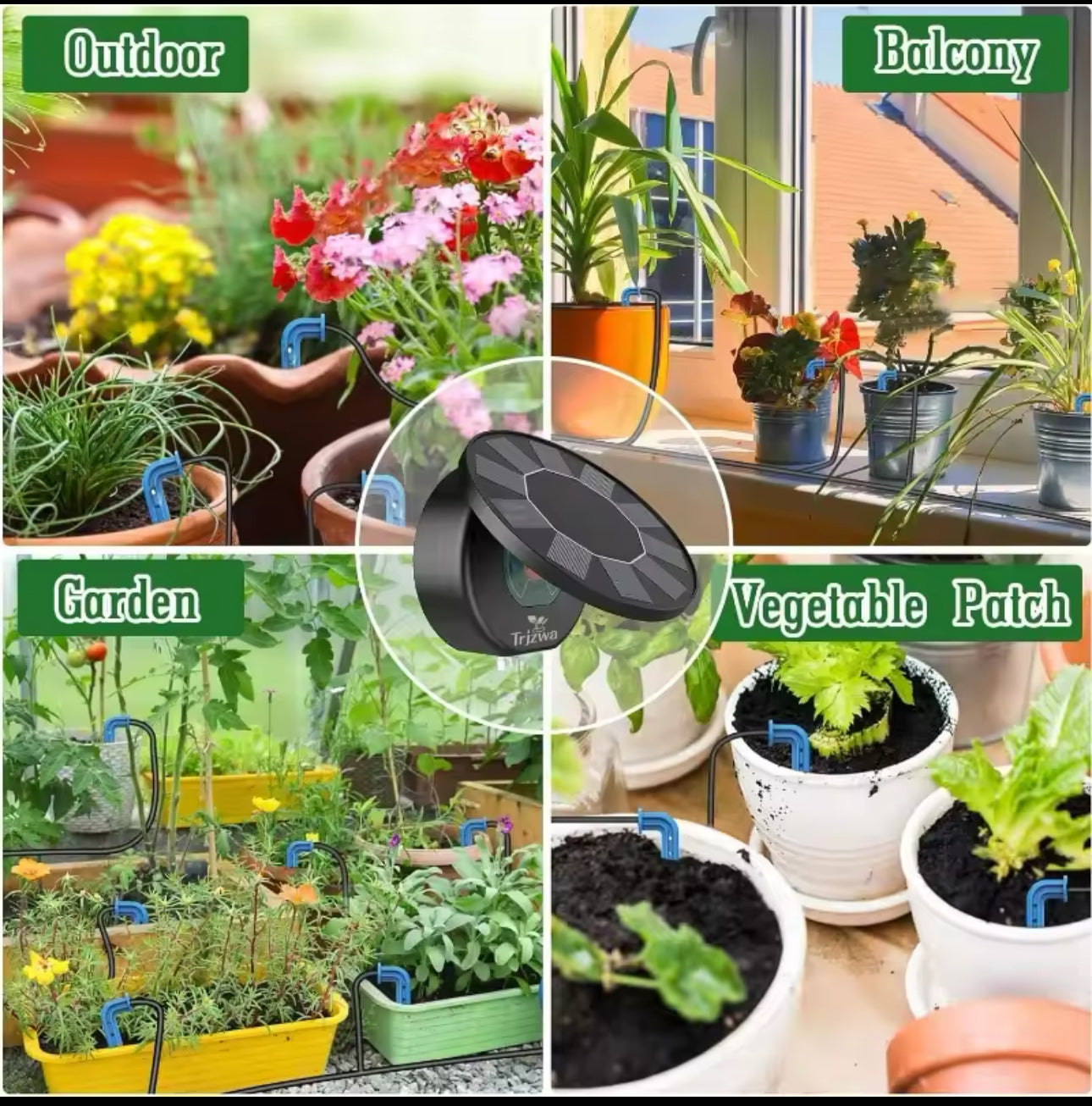 Solar Drip Irrigation System, Automatic Watering System with 2200mAh Battery and 6 Timer Modes for Potted Plants Drip Irrigation