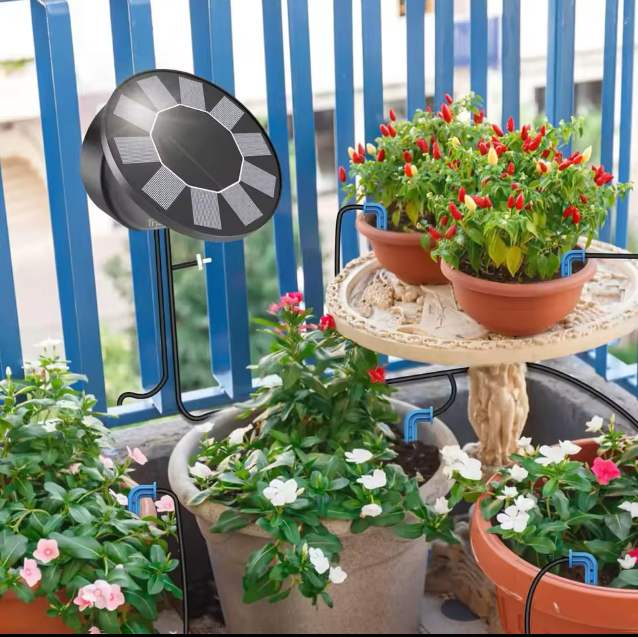 Solar Drip Irrigation System, Automatic Watering System with 2200mAh Battery and 6 Timer Modes for Potted Plants Drip Irrigation