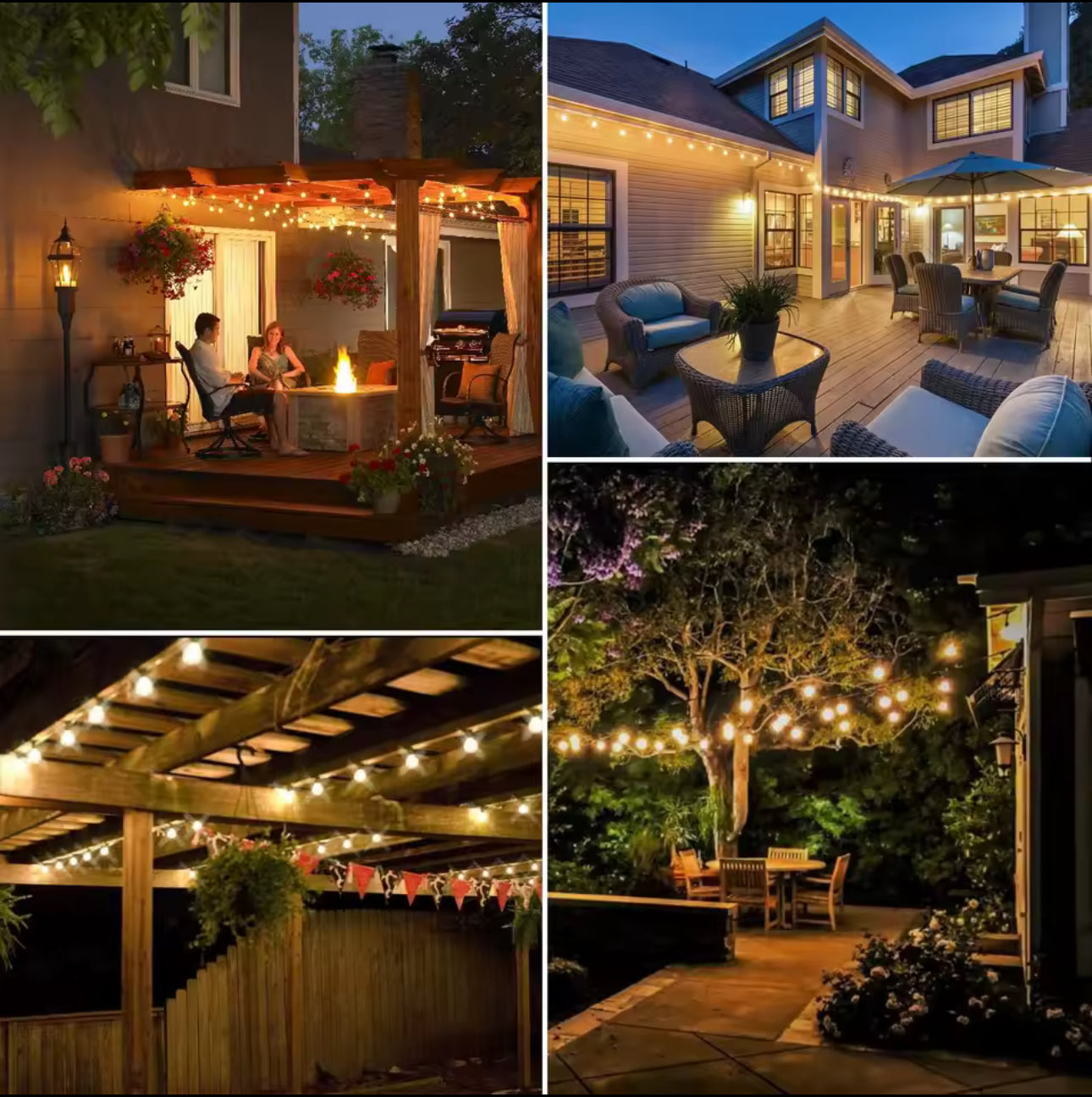 100ft Outdoor String Lights Waterproof, ST38 Globe Led Patio Lights with 24 Edison Vintage Bulbs, Connectable Outdoor Lights