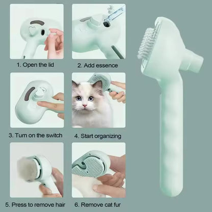 Spray Cat Brush for Shedding Hair Steamy Water Brush for Cats and Dogs Pet Hair Removal Comb with Water Tank and Release Button