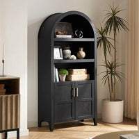 65.4" Short Arched Cabinet,Mini Arched Bookshelf with Storage, Kitchen Pantry Cabinet, Wooden Storage Cabinet for Living Room