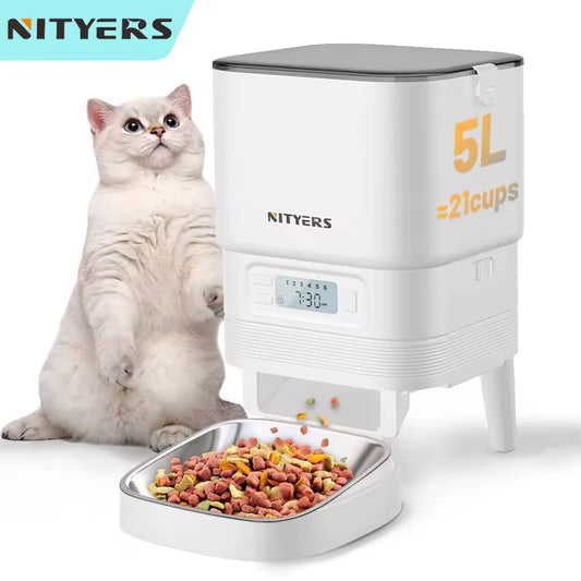 Furpipi Automatic Cat Feeders with Key Contol SUS ABS 8L Large Capacity Pet Smart Feeder Automatic Cat Dog Food Dispenser