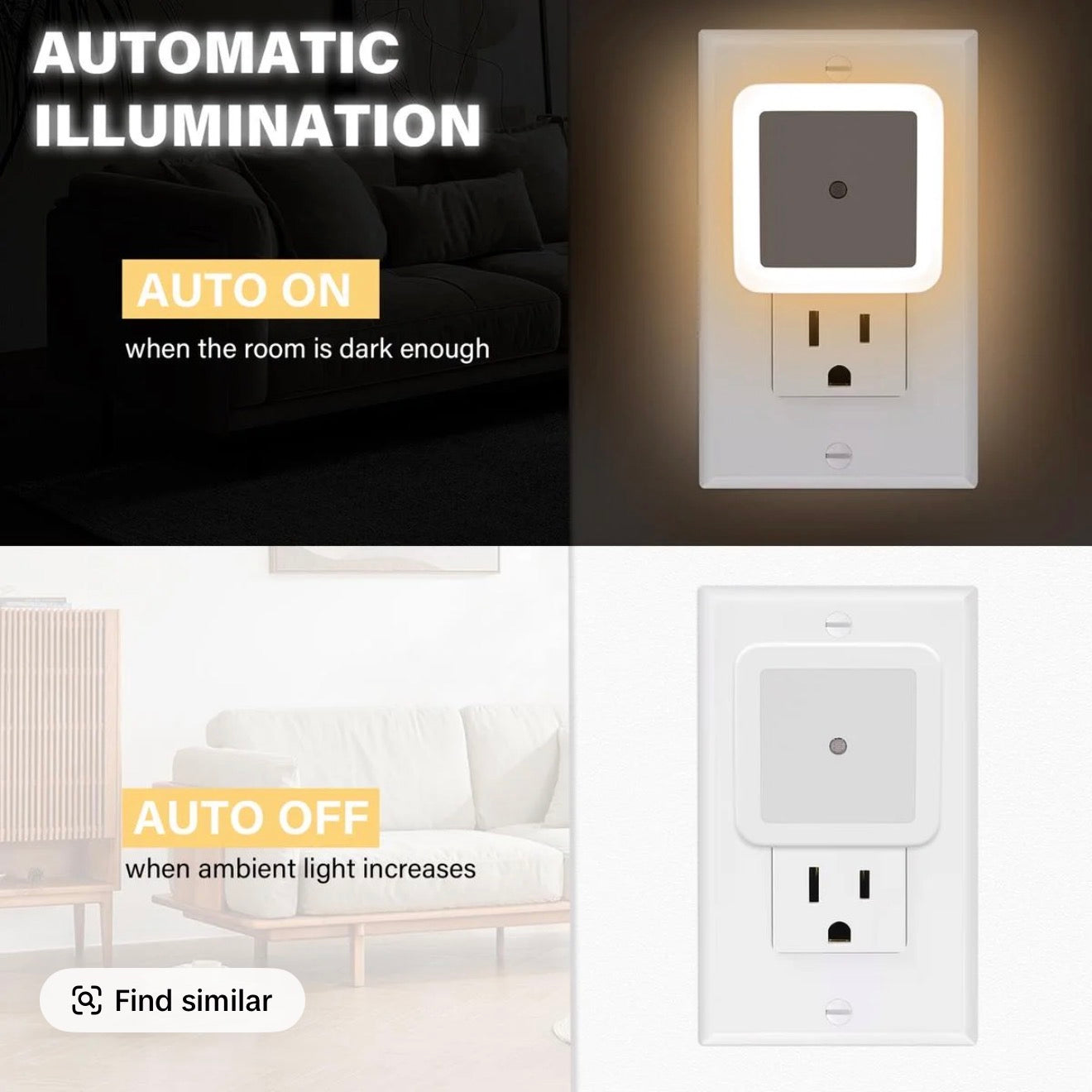 6 PCS LED Night Lights, Plug And Play Design Portable Night Lights, Auto Sensor Switch, Hallway Bedroom Night Lights Home Decor