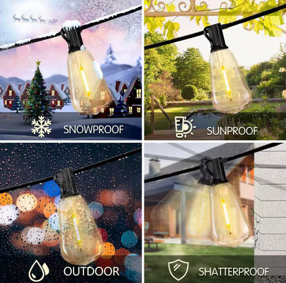 100ft Outdoor String Lights Waterproof, ST38 Globe Led Patio Lights with 24 Edison Vintage Bulbs, Connectable Outdoor Lights