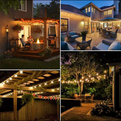 100ft Outdoor String Lights Waterproof, ST38 Globe Led Patio Lights with 24 Edison Vintage Bulbs, Connectable Outdoor Lights